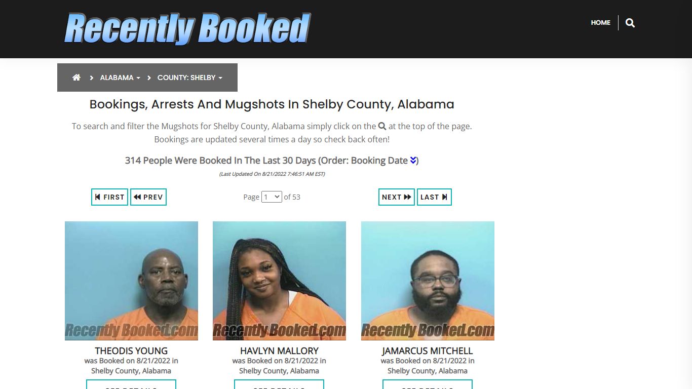 Recent bookings, Arrests, Mugshots in Shelby County, Alabama